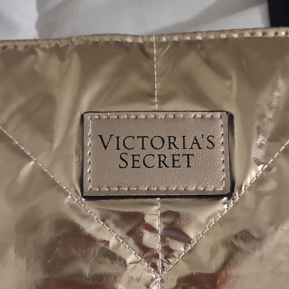Victoria's Secret Gold and Black Quilted Tote